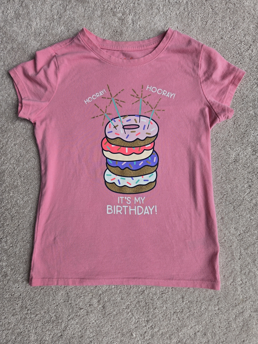Cat & Jack Pink Short-Sleeve Birthday Donut Tee